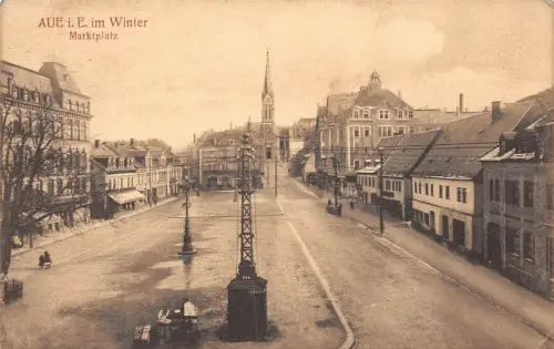 Marktplatz in Aue im Winter Erzgebirge Sachsen Postkarte