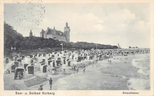 See- u. Solbad Kolberg Strandleben Postkarte AK 1929