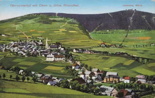 Blick auf Oberwiesenthal mit Unter- u. Böhmisch Wiesenthal Sachsen AK 1930