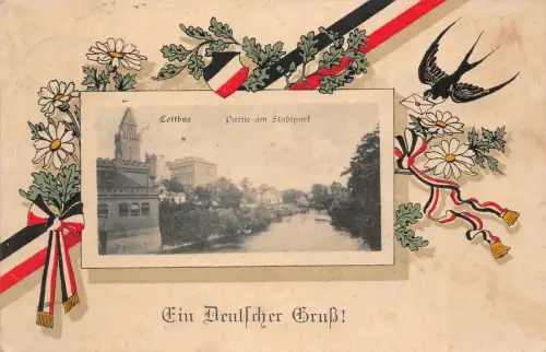 AK Cottbus Stadtpark Ein Deutscher Gruß 1915