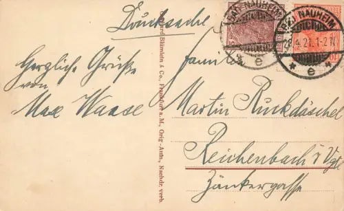 Partie am Teichhaus in Bad Nauheim Hessen Postkarte AK 1921