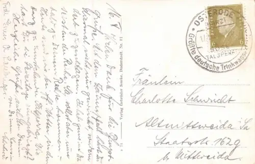 Sösetalsperre Osterode a. Harz Niedersachsen Postkarte AK 1932