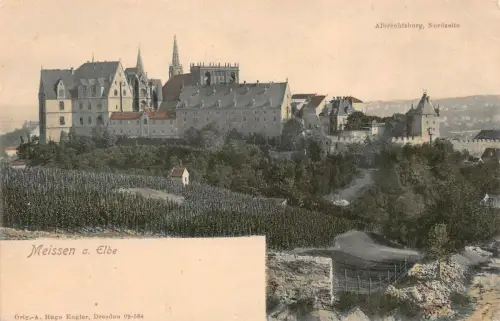 DIe Albrechtsburg von der Nordseite gesehen in Meißen Sachsen Postkarte AK