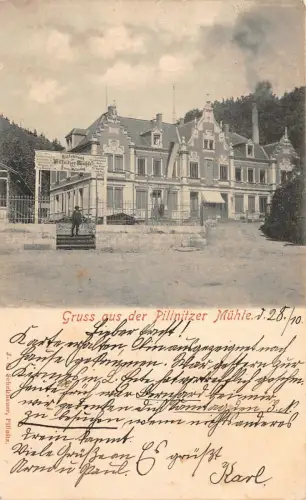 Gruss aus der Pillnitzer Mühle Postkarte AK 1901