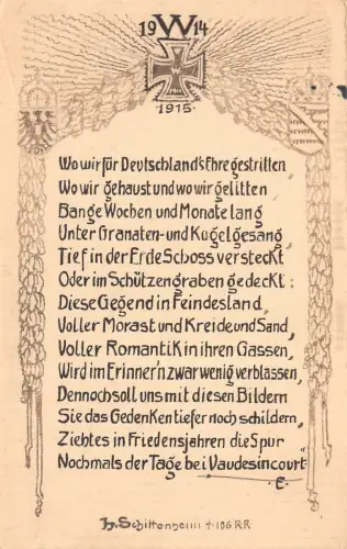 Wo wir für Deutschland's Ehre gestritten Patriotika Feldpostkarte AK 1915