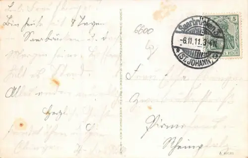 St. Johann-Saarbrücken Bahnhof Postkarte AK 1911