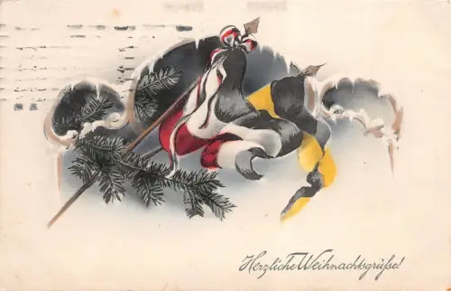 Herzliche Weihnachtsgrüße Flaggen Patriotika Postkarte AK 1915