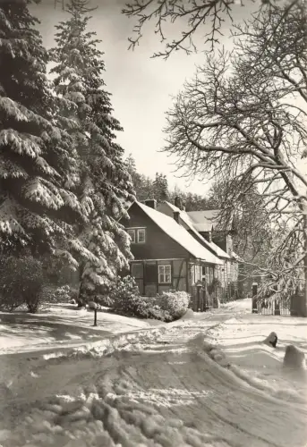 Forsthaus im Chrisitanental Winter Wernigerode Sachsen-Anhalt Postkarte AK 1975