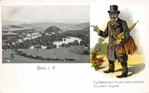 Greiz i. V. Eija Heernse Knebbchen scheene Gegend AK