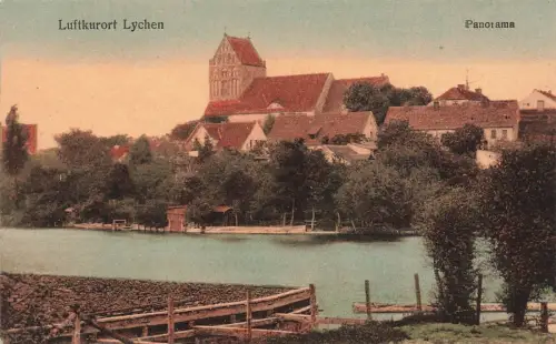 Panorama Blick auf Luftkurort Lychen Brandenburg Postkarte AK