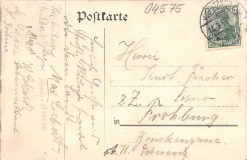 Neukieritzsch bei Leipzig Sachsen Studentika Postkarte Vivat Sekunda 1913