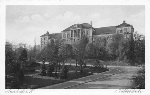 Volksschule Auerbach im Vogtland Sachsen Postkarte