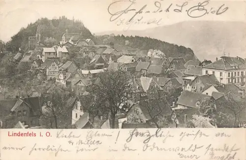 Blick auf Lindenfels im Odenwald Hessen Postkarte AK 1907