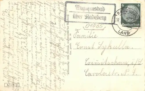 Augustusbad bei Radeberg Badeverwaltung Dresdner- u. Seydel-Haus AK 1936