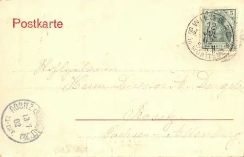 Wildbad v. d. Paulinenhöhe Baden-Württemberg Postkarte AK 1902
