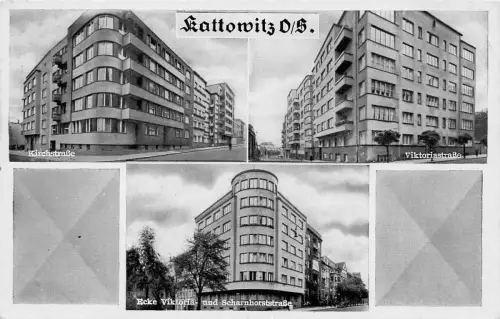 AK Kattowitz Schlesien Kirchstrasse, Viktoriastr. Scharnhorststrasse 1941