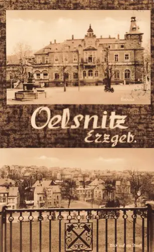 Ansicht Rathaus und Stadt Oelsnitz Erzgebirge Sachsen Postkarte AK 1965