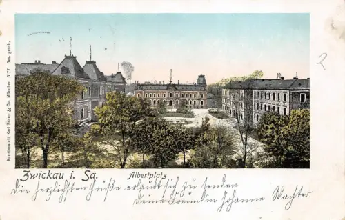 Albertplatz Zwickau Sachsen Postkarte AK 1905