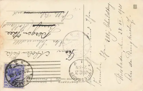 Herzlichen Neujahrsgruß Engel mit Regenschirm AK 1921