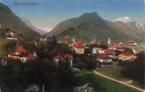 Stadtansicht auf Bad Reichenhall in Bayern Postkarte AK 1922