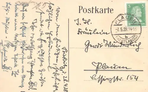 Plauen Vogtland Studentika Singkranz seis Panier Postkarte