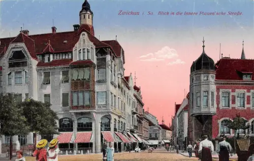 Zwickau i. Sa. Blick in die Innere Plauen'sche Straße AK