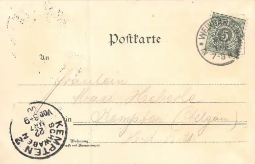 Gruss aus Weingarten Kathol. Kirche Historischer Festzug Postkarte AK 1900