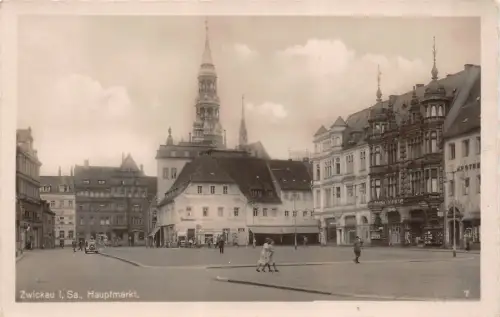 Hauptmarkt in Zwickau Sachsen Postkarte AK