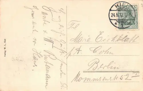 Kiel Reventlowbrücke mit S.M.Y. Hohenzollern AK 1912