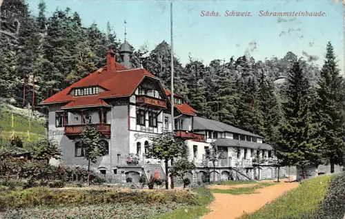 Sächs. Schweiz Schrammsteinbaude Feldpostkarte AK 1918