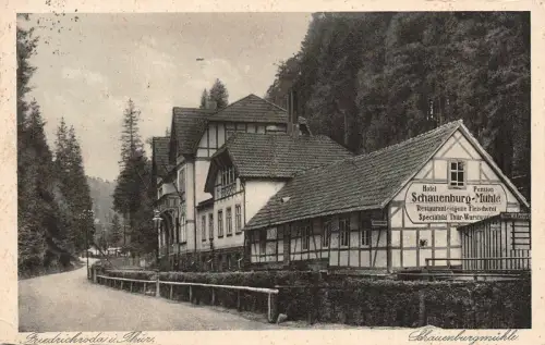 Friedrichroda i. Thür. Schauenburgmühle Restaurant Hotel Postkarte AK