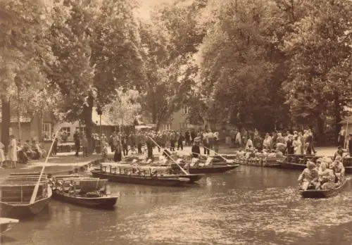 Kahnabfahrtstelle in Lübbenau Brandenburg Postkarte AK