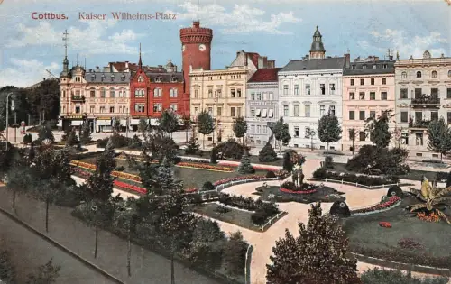Kaiser-Wilhelms-Platz in Cottbus Brandenburg Postkarte AK 1917