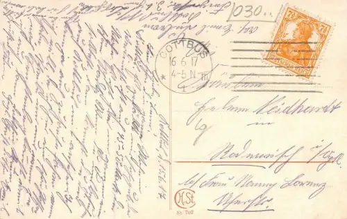 Kaiser-Wilhelms-Platz in Cottbus Brandenburg Postkarte AK 1917