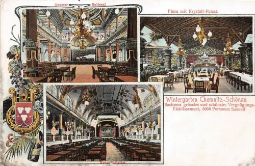 Etablissement Wintergarten Chemnitz-Schönau Sachsen Postkarte AK