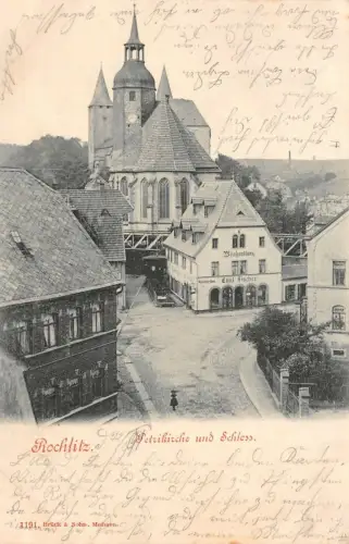 Rochlitz Petrikirche und Schloss Postkarte 1901