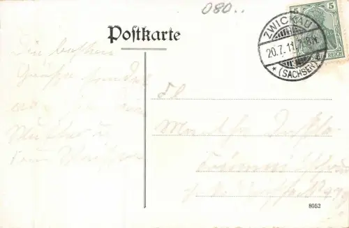 Zwickau i. Sa. Blick in die Innere Plauenschestraße Postkarte AK 1911