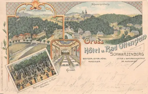 Gruss aus Hotel u. Bad Ottenstein Schwarzenberg Kuranstalt Postkarte AK 1904