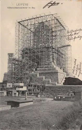 Leipzig Völkerschlachtdenkmal im Bau Postkarte 1911