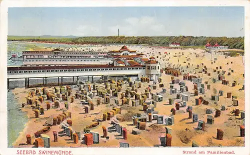 Seebad Swinemünde Strand am Familienbad Postkarte AK