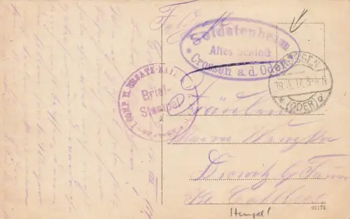 Bismarckstraße mit Dampfer Crossen an der Oder Ostbrandenburg Postkarte AK 1917