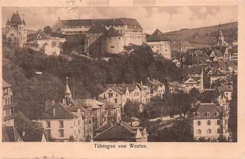 Tübingen von Westen gesehen Baden-Württemberg Postkarte AK