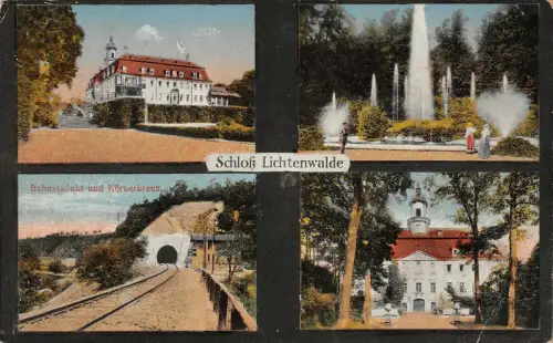 Bahnviadukt und Schloss Lichtenwalde Sachsen Postkarte AK 1918
