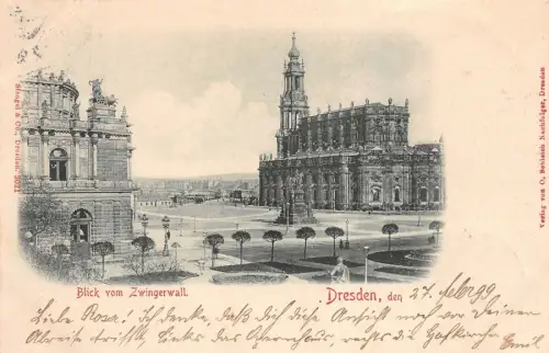 Blick vom Zwingerwall Dresden Postkarte AK 1899