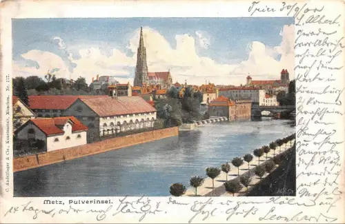 Metz Pulverinsel Postkarte AK 1900