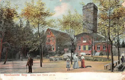 Mönchswalder Berg mit Turm Sachsen Postkarte AK 1908