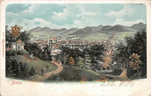 Stadtansicht von Zittau Sachsen Postkarte AK 1908