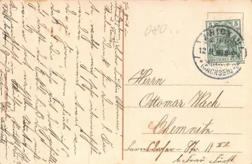 Schwanenteich in Zwickau Sachsen Postkarte AK 1909