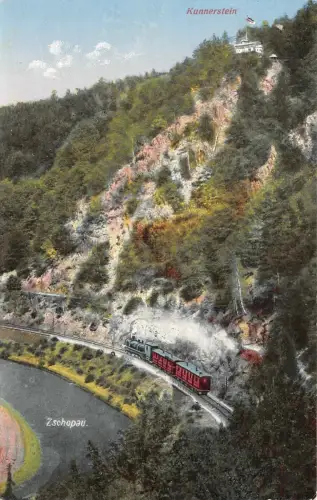 Zschopau Kunnerstein Berg-Restaurant Augustusburg Erzgeb. Eisenbahn Postkarte AK
