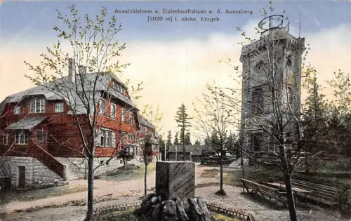 Aussichtsturm u. Unterkunftshaus a. d. Auersberg i. sächs. Erzgeb. AK